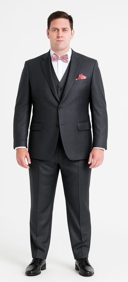 Vitali Brand Suits - 2 Button Sharkskin Textured Pattern Tapered Fit Suit With Vent Slim Fit Charcoal Online Discount Fashion Sale