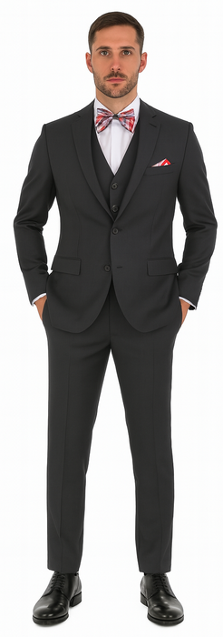 2 Button Sharkskin Textured Pattern Tapered Fit Suit With Vent Slim Fit Charcoal Online Discount Fashion Sale