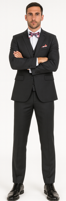 2 Button Sharkskin Textured Pattern Tapered Fit Suit With Vent Slim Fit Charcoal Online Discount Fashion Sale