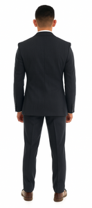 Vitali Brand Suits - 2 Button Sharkskin Textured Pattern Tapered Fit Suit Slim Fit With Vent Charcoal Online Discount Fashion Sale