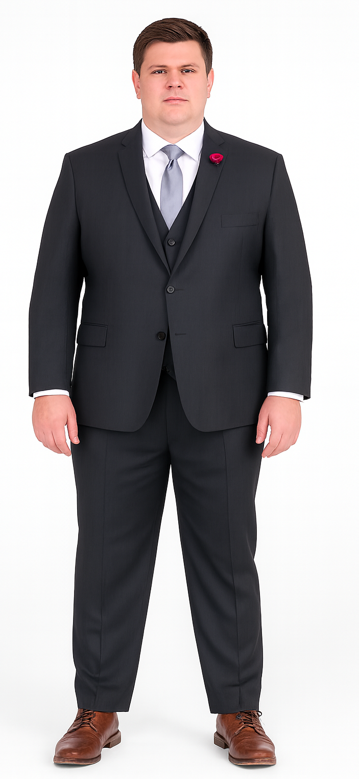 Vitali Brand Suits - 2 Button Sharkskin Textured Pattern Tapered Fit Suit Slim Fit With Vent Charcoal Online Discount Fashion Sale