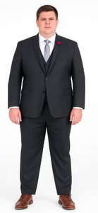 Vitali Brand Suits - 2 Button Sharkskin Textured Pattern Tapered Fit Suit Slim Fit With Vent Charcoal Online Discount Fashion Sale