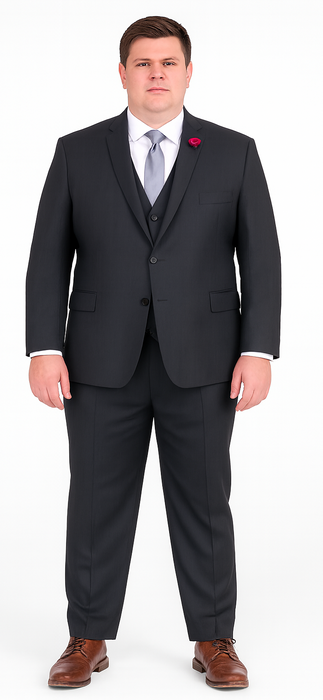 Vitali Brand Suits - 2 Button Sharkskin Textured Pattern Tapered Fit Suit Slim Fit With Vent Charcoal Online Discount Fashion Sale