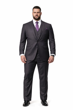 2 Button Heather Charcoal Suit with a Vest Super 150's Italian Pick Stitched Lapel Slanted Pocket  - Three Piece Suit - 100% Percent Wool Fabric Suit - Worsted Wool Business Suit - Image 6