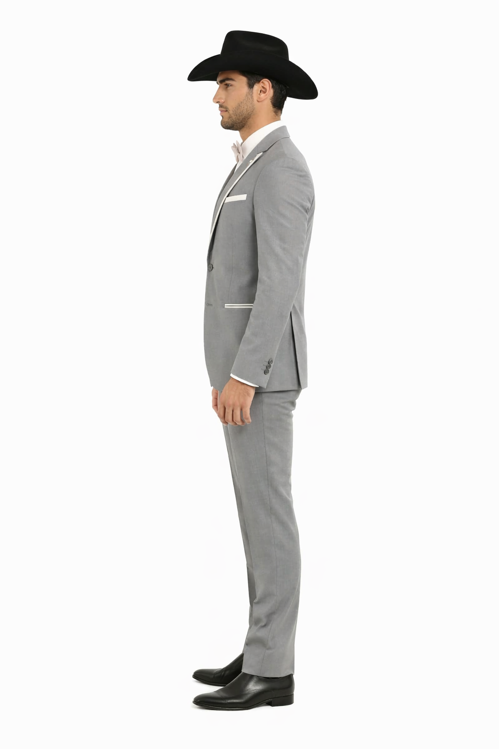 2 Button Notch Collar Rayon/Poly Eleganza Formal Modern Fit Suits Dinner Jacket/Blazer~Grey Suit Fashion Tuxedo For Men