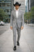 2 Button Notch Collar Rayon/Poly Eleganza Formal Modern Fit Suits Dinner Jacket/Blazer~Grey Suit Fashion Tuxedo For Men
