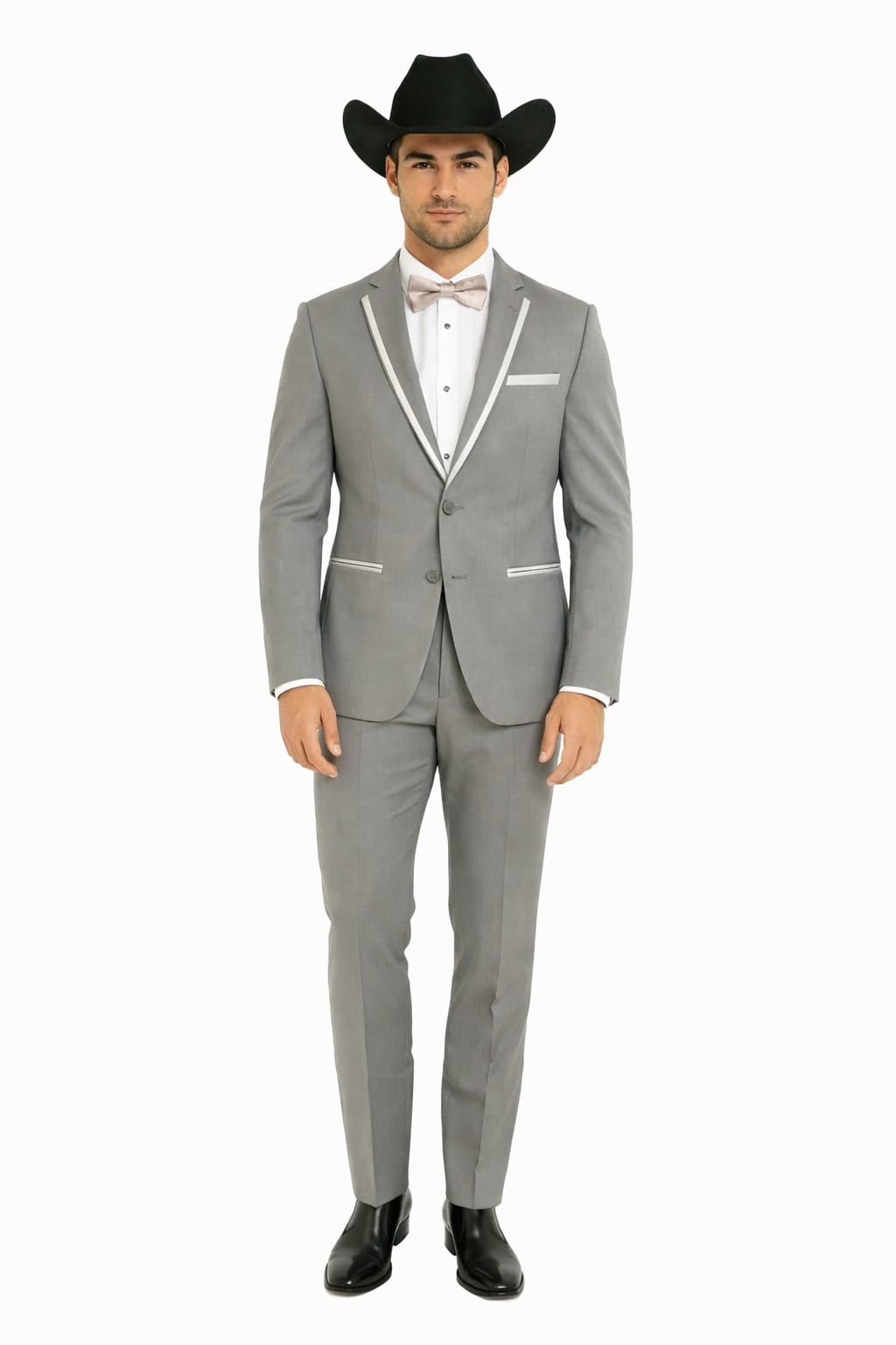 2 Button Notch Collar Rayon/Poly Eleganza Formal Modern Fit Suits Dinner Jacket/Blazer~Grey Suit Fashion Tuxedo For Men