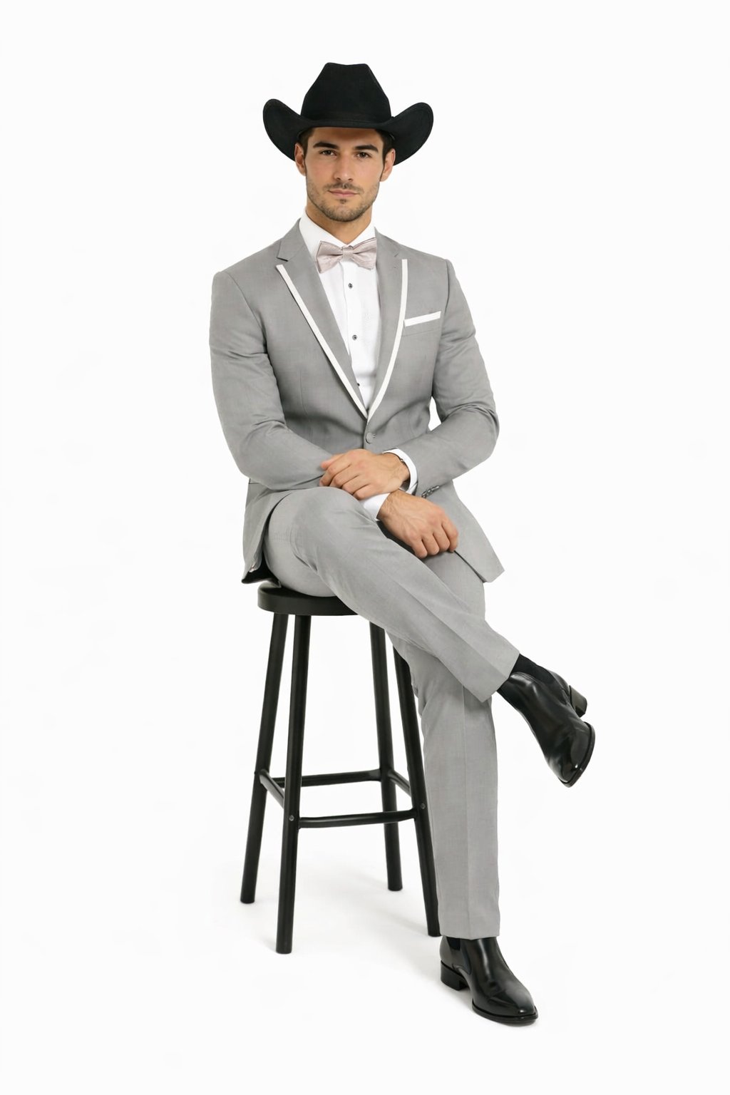 2 Button Notch Collar Rayon/Poly Eleganza Formal Modern Fit Suits Dinner Jacket/Blazer~Grey Suit Fashion Tuxedo For Men