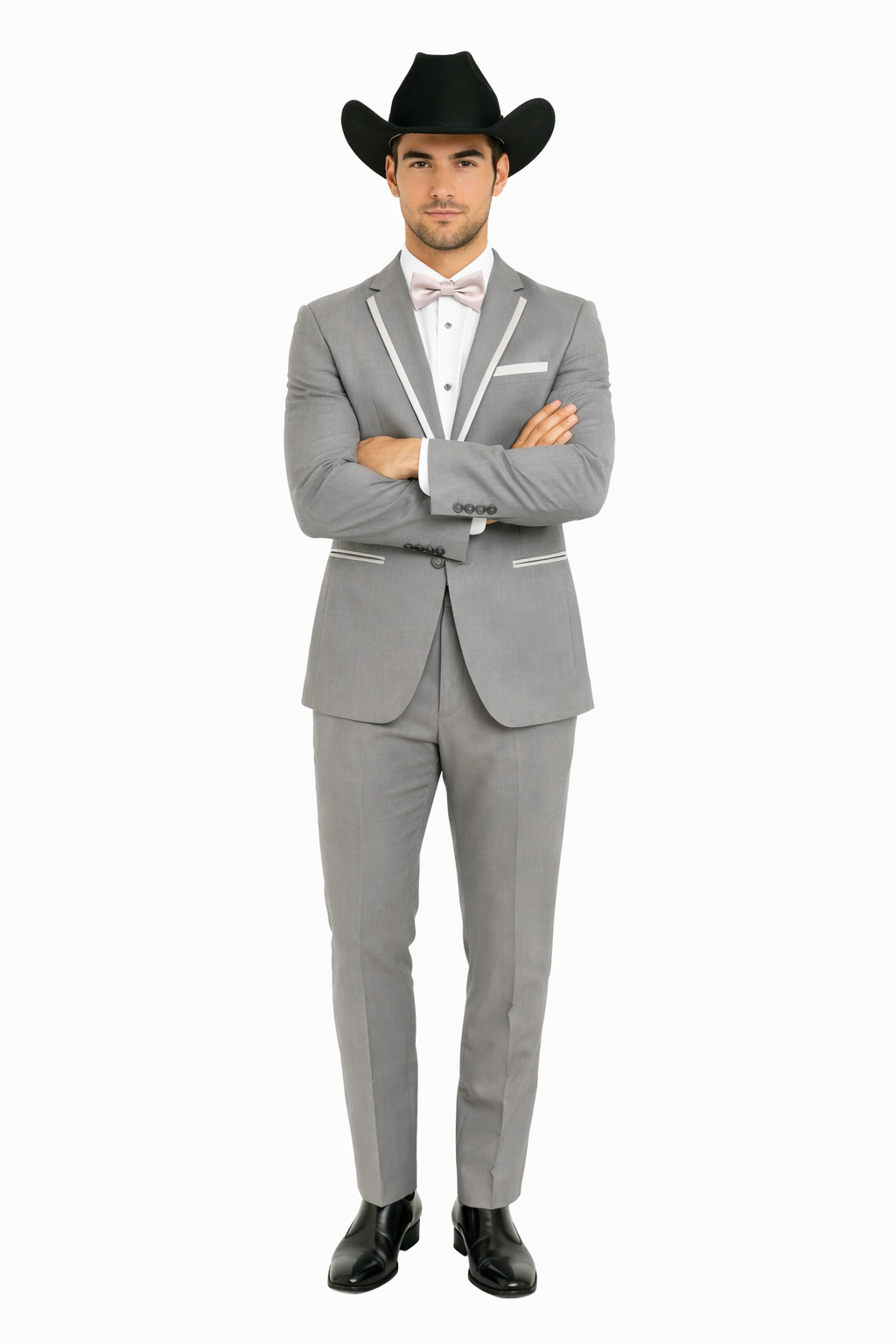2 Button Notch Collar Rayon/Poly Eleganza Formal Modern Fit Suits Dinner Jacket/Blazer~Grey Suit Fashion Tuxedo For Men