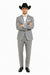 2 Button Notch Collar Rayon/Poly Eleganza Formal Modern Fit Suits Dinner Jacket/Blazer~Grey Suit Fashion Tuxedo For Men