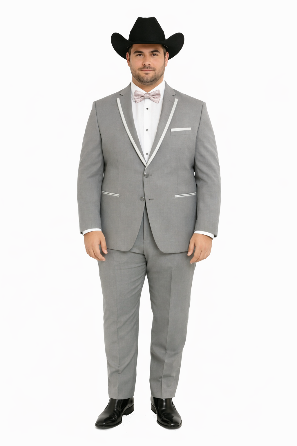 2 Button Notch Collar Rayon/Poly Eleganza Formal Modern Fit Suits Dinner Jacket/Blazer~Grey Suit Fashion Tuxedo For Men