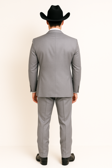 2 Button Notch Collar Rayon/Poly Eleganza Formal Modern Fit Suits Dinner Jacket/Blazer~Grey Suit Fashion Tuxedo For Men