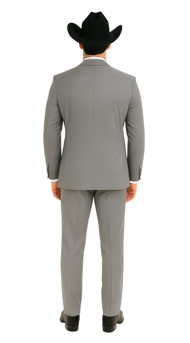 2 Button Notch Collar Rayon/Poly Eleganza Formal Modern Fit Suits Dinner Jacket/Blazer~Grey Suit Fashion Tuxedo For Men