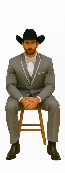 2 Button Notch Collar Rayon/Poly Eleganza Formal Modern Fit Suits Dinner Jacket/Blazer~Grey Suit Fashion Tuxedo For Men