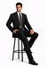 2 Button Pleated Pants Side Vents Conservative Pinstripe Color Black Men's Suit