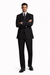 2 Button Pleated Pants Side Vents Conservative Pinstripe Color Black Men's Suit