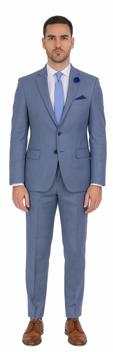 2 Button Slim Fit Sharkskin Textured Pattern Tapered Fit Suit With Vent Light Blue Online Discount Fashion Sale