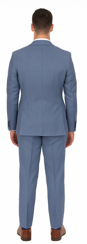 Vitali Brand Suits - 2 Button Slim Fit Sharkskin Textured Pattern Tapered Fit Suit With Vent Light Blue Online Discount Fashion Sale
