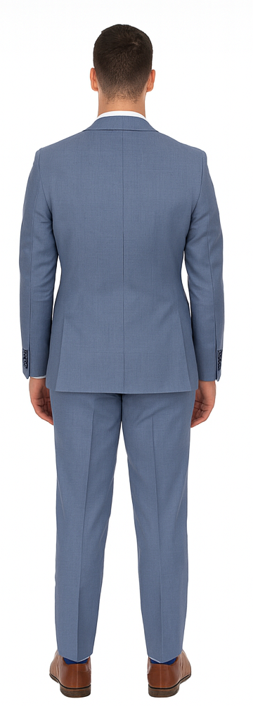 Vitali Brand Suits - 2 Button Slim Fit Sharkskin Textured Pattern Tapered Fit Suit With Vent Light Blue Online Discount Fashion Sale