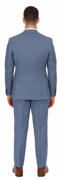 Vitali Brand Suits - 2 Button Slim Fit Sharkskin Textured Pattern Tapered Fit Suit With Vent Light Blue Online Discount Fashion Sale