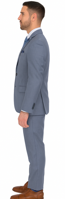 2 Button Slim Fit Sharkskin Textured Pattern Tapered Fit Suit With Vent Light Blue Online Discount Fashion Sale