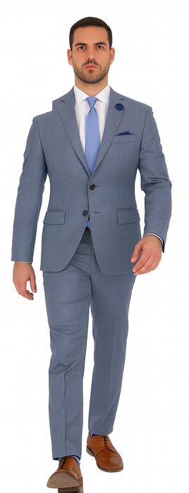 2 Button Slim Fit Sharkskin Textured Pattern Tapered Fit Suit With Vent Light Blue Online Discount Fashion Sale
