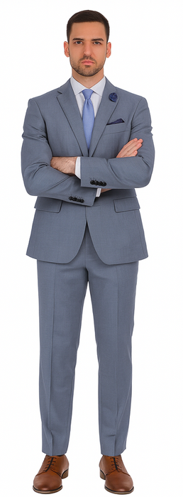 2 Button Slim Fit Sharkskin Textured Pattern Tapered Fit Suit With Vent Light Blue Online Discount Fashion Sale