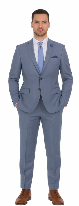 2 Button Slim Fit Sharkskin Textured Pattern Tapered Fit Suit With Vent Light Blue Online Discount Fashion Sale