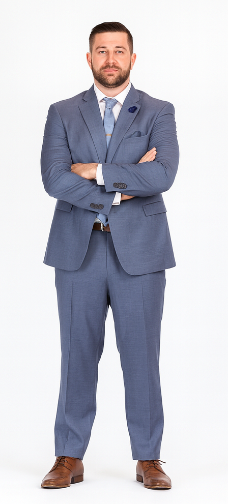 Vitali Brand Suits - Men's  Slim Fit Sharkskin Shiny Vested 3 Piece Suit Light Blue