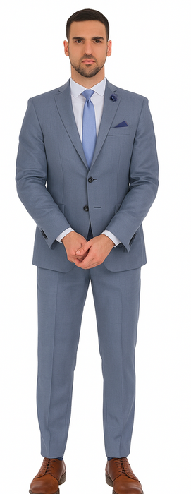 2 Button Slim Fit Sharkskin Textured Pattern Tapered Fit Suit With Vent Light Blue Online Discount Fashion Sale