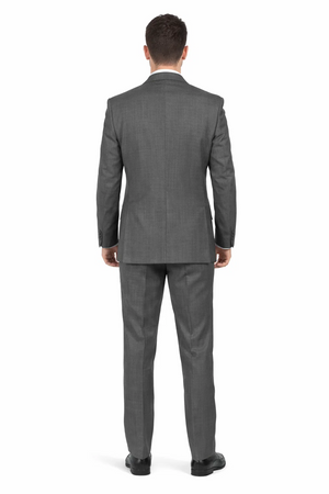 2 Button Slim Fitted Charcoal Subtle Glen Plaid Men's Suit - Image 2