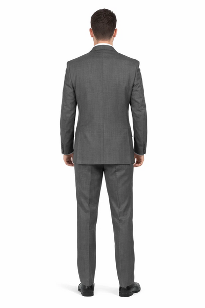 2 Button Slim Fitted Charcoal Subtle Glen Plaid Men's Suit - Image 2