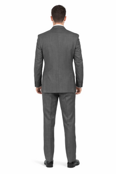 2 Button Slim Fitted Charcoal Subtle Glen Plaid Men's Suit - Image 2