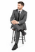 2 Button Slim Fitted Charcoal Subtle Glen Plaid Men's Suit