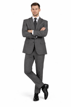 2 Button Slim Fitted Charcoal Subtle Glen Plaid Men's Suit - Image 5