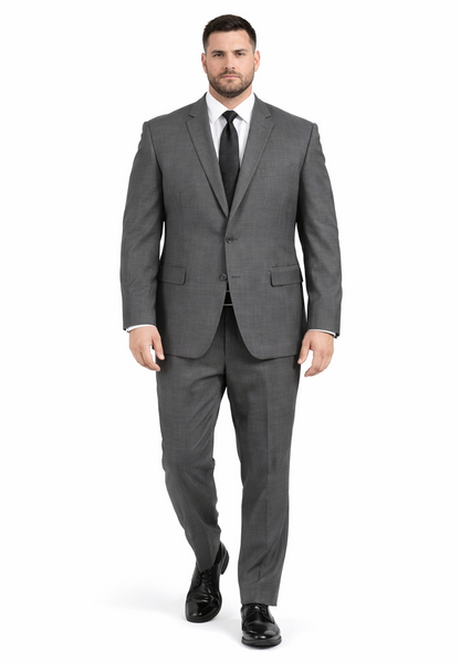 2 Button Slim Fitted Charcoal Subtle Glen Plaid Men's Suit - Image 6