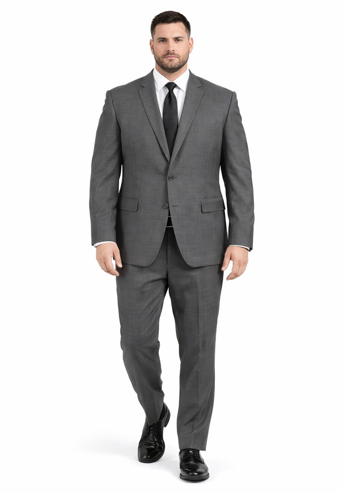 2 Button Slim Fitted Charcoal Subtle Glen Plaid Men's Suit - Image 6