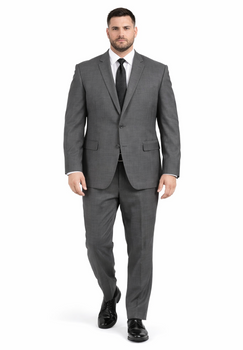 2 Button Slim Fitted Charcoal Subtle Glen Plaid Men's Suit - Image 6