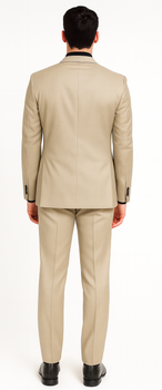 Vitali Brand Suits - 2 Button Suit Slim Fit Sharkskin Textured Pattern Tapered Fit With Vent Sand Online Discount Fashion Sale