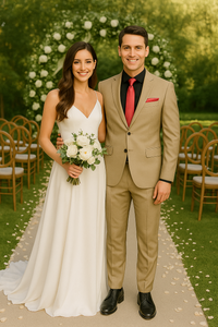 Vitali Brand Suits - 2 Button Suit Slim Fit Sharkskin Textured Pattern Tapered Fit With Vent Sand Online Discount Fashion Sale