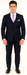 Vitali Brand Suits - 2 Button Suit Slim Fit Sharkskin Textured Pattern Tapered Fit With Vent Dark Navy Online Discount Fashion Sale