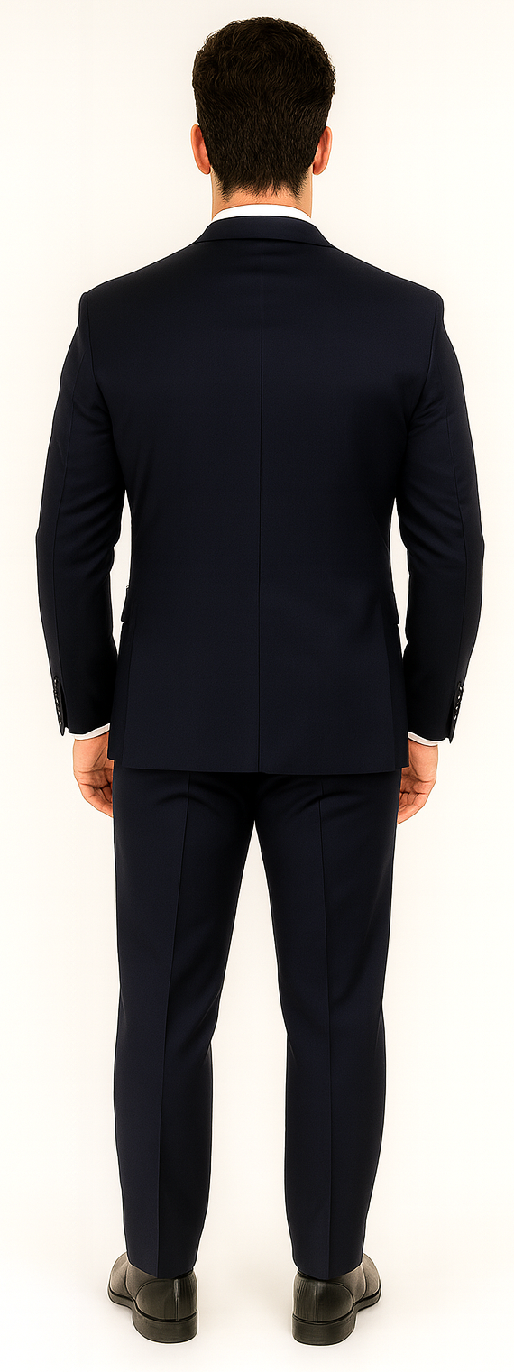 Vitali Brand Suits - 2 Button Suit Slim Fit Sharkskin Textured Pattern Tapered Fit With Vent Dark Navy Online Discount Fashion Sale