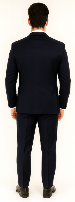 2 Button Suit Slim Fit Sharkskin Textured Pattern Tapered Fit With Vent Dark Navy Online Discount Fashion Sale