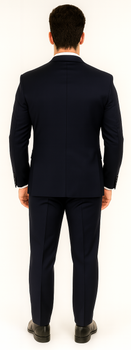 Vitali Brand Suits - Men'S Dark Navy Slim Fit Vent Sharkskin Shiny Vested 3 Piece Suit Online Discount Fashion Sale - Dark Blue Suit Color