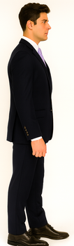 Vitali Brand Suits - 2 Button Suit Slim Fit Sharkskin Textured Pattern Tapered Fit With Vent Dark Navy Online Discount Fashion Sale