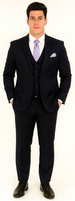 2 Button Suit Slim Fit Sharkskin Textured Pattern Tapered Fit With Vent Dark Navy Online Discount Fashion Sale