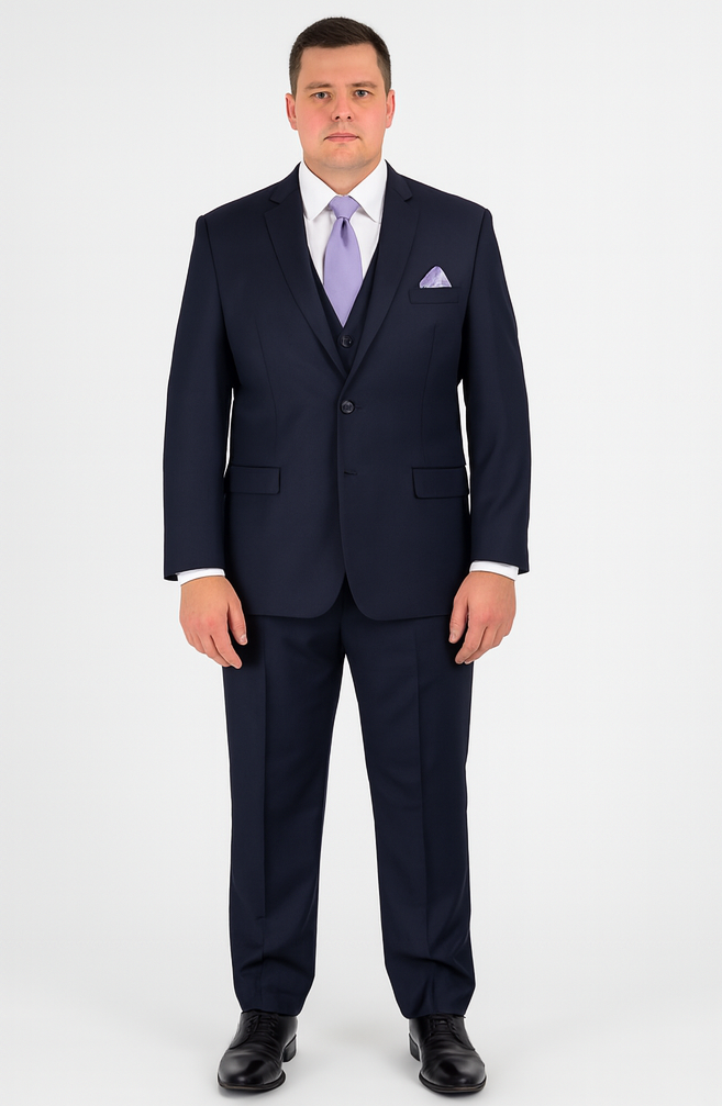 Vitali Brand Suits - 2 Button Suit Slim Fit Sharkskin Textured Pattern Tapered Fit With Vent Dark Navy Online Discount Fashion Sale