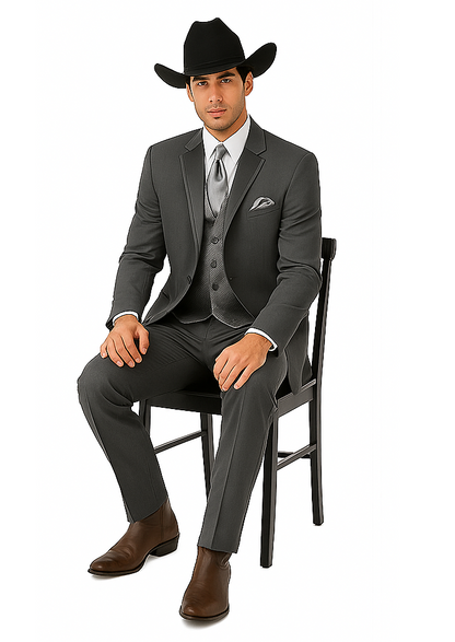 2 Button Trim Tuxedo in Grey Suit - Country Wedding Suits - Image 4
