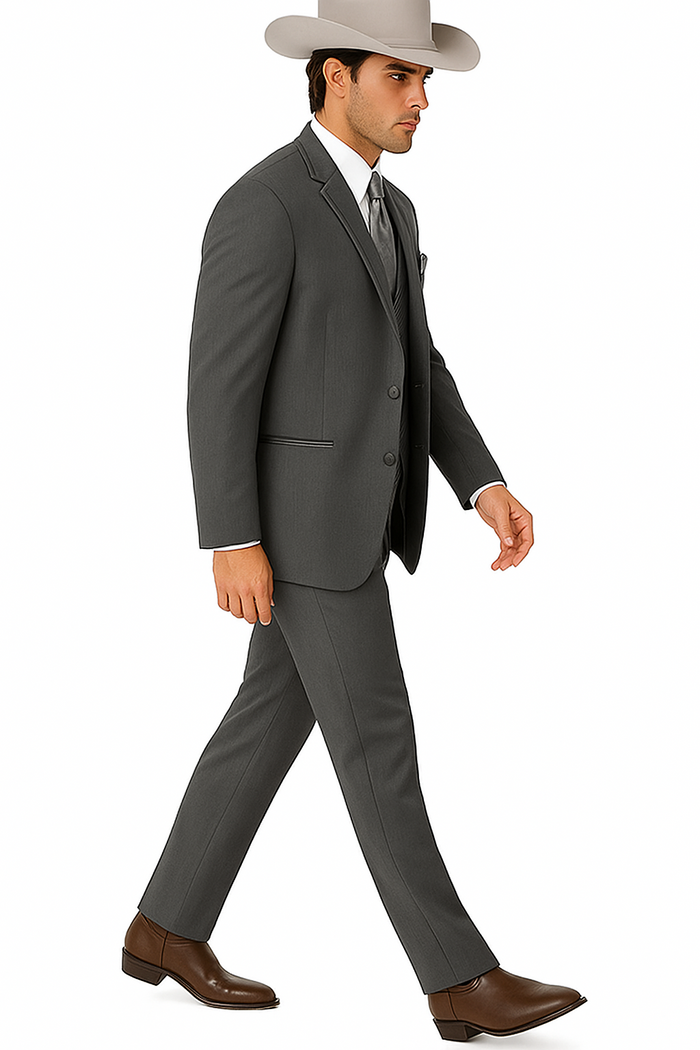2 Button Trim Tuxedo in Grey Suit - Country Wedding Suits - Image 3