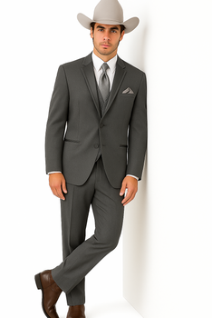 2 Button Trim Tuxedo in Grey Suit - Country Wedding Suits - Image 5